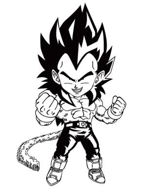 Vegeta boyama sayfası,  coloring page, Chibi Vegeta Süper Saiyan 4’ü çiz, 