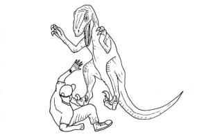 Velociraptor boyama sayfası,  coloring page, Bir Kişiye Velociraptor Saldırısı, 