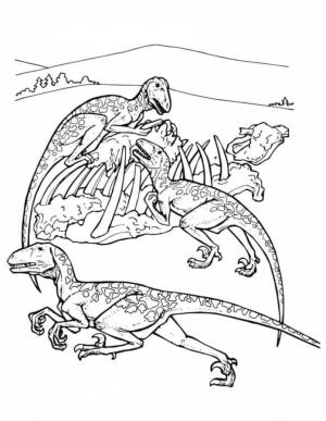 Velociraptor boyama sayfası,  coloring page, Avlarını Yediler, 