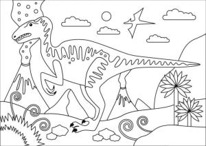 Velociraptor boyama sayfası,  coloring page, Dinozorlar dönemi, 