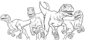 Velociraptor boyama sayfası,  coloring page, Bir Velociraptor Sürüsü, 