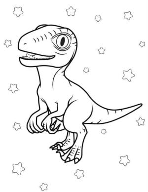 Velociraptor boyama sayfası,  coloring page, Bebek Velociraptor yıldızlarla, 