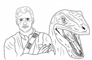 Velociraptor boyama sayfası,  coloring page, Velociraptor ve Adam, 