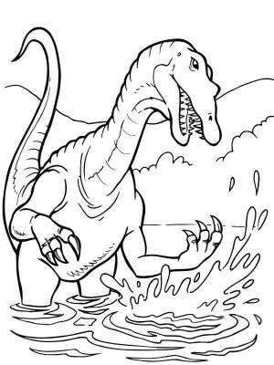 Velociraptor boyama sayfası,  coloring page, Gölde Yüzmek, 