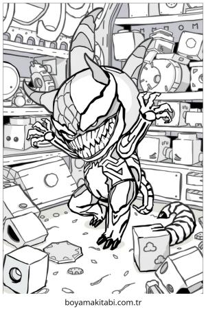 Venom boyama sayfası – çizgi film temalı, basit çizim