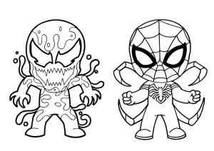 Venom boyama sayfası,  coloring page, Chibi Venom Ve Chibi Örümcek Adam, 