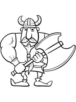 Vikingler boyama sayfası,  coloring page, Baltayla Viking boyama sayfası, 