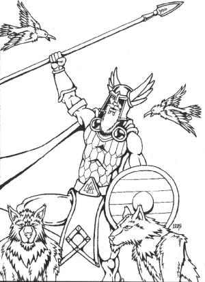 Vikingler boyama sayfası,  coloring page, Kurtlar ve kargalar., 