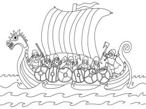 Vikingler boyama sayfası,  coloring page, Bir drakkar üzerinde, 