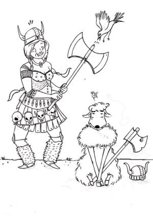 Vikingler boyama sayfası,  coloring page, Kuş koruyor, 