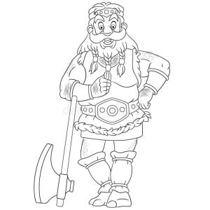 Vikingler boyama sayfası,  coloring page, Bir baltaya yaslandı., 