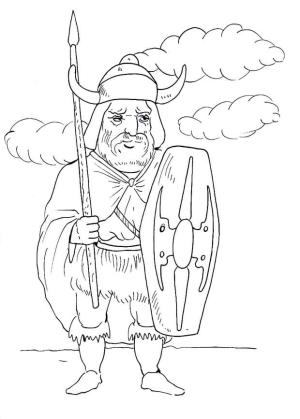 Vikingler boyama sayfası,  coloring page, Bir mızrakla., 