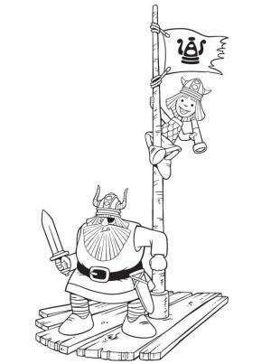 Vikingler boyama sayfası,  coloring page, Bir sal üzerinde., 