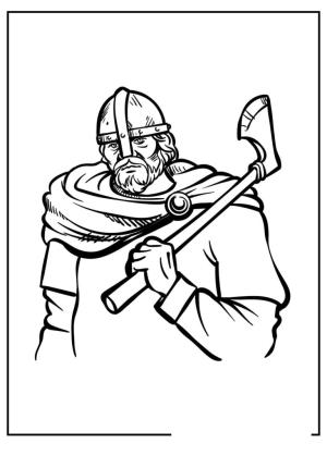 Vikingler boyama sayfası,  coloring page, Omzunda balta, 