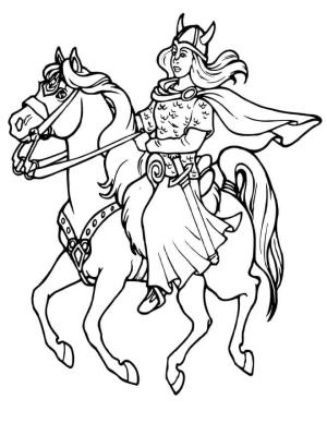 Vikingler boyama sayfası,  coloring page, bir at üzerinde, 