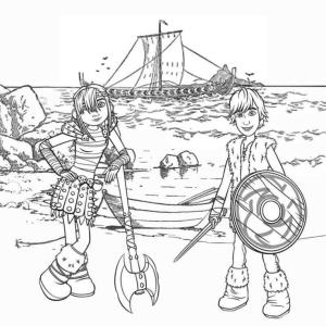 Vikingler boyama sayfası,  coloring page, Kıyıda., 