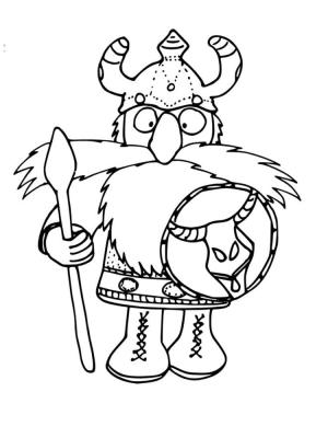 Vikingler boyama sayfası,  coloring page, Bir mızrakla duruyor., 