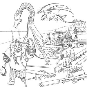 Vikingler boyama sayfası,  coloring page, Gemi inşası., 