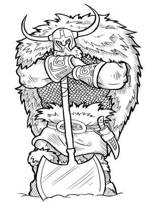 Vikingler boyama sayfası,  coloring page, Kürklü dev viking, 