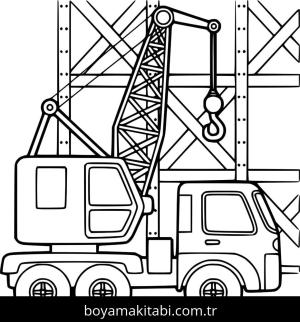 Vinç boyama sayfası – sevimli karakter, sanatsal çalışma