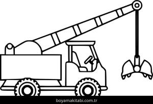 Vinç boyama sayfası – çizgi film temalı, basit çizim