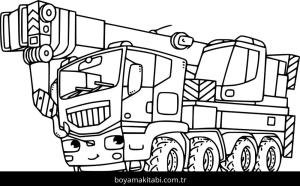 Vinç boyama sayfası – çocuklar için, çizgi film temalı