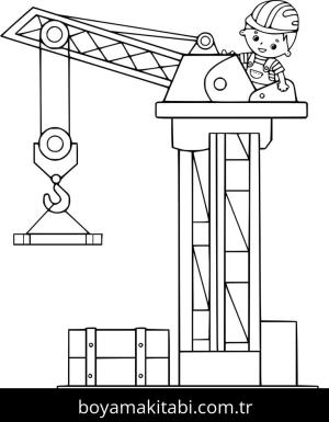 Vinç boyama sayfası – boyama etkinliği, çocuk aktivitesi
