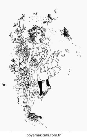 Vintage boyama sayfası – basit çizim, kolay boyama