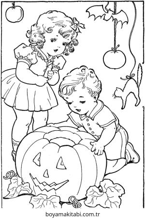 Vintage boyama sayfası – sevimli karakter, sanatsal çalışma