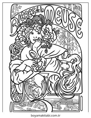 Vintage boyama sayfası – evde etkinlik, ücretsiz yazdır