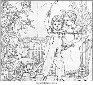 Vintage boyama sayfası – ücretsiz yazdır, boyama etkinliği