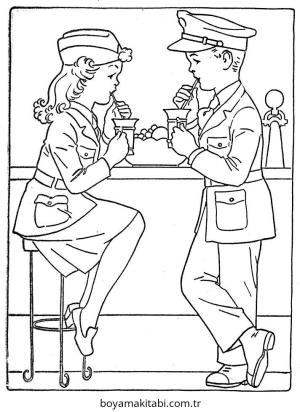 Vintage boyama sayfası – okul öncesi, evde etkinlik