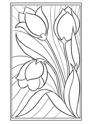 Vitray boyama sayfası,  coloring page, Çiçekler Vitray, 