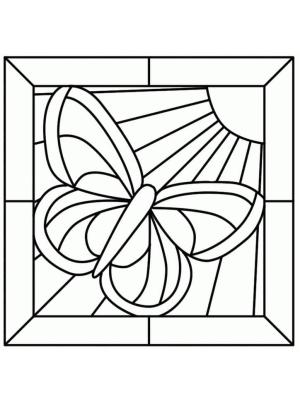 Vitray boyama sayfası,  coloring page, Kelebek Vitray iyi, 