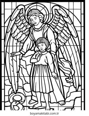 Vitray boyama sayfası – sevimli karakter, sanatsal çalışma