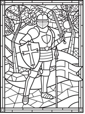 Vitray boyama sayfası,  coloring page, Şövalye Vitray, 