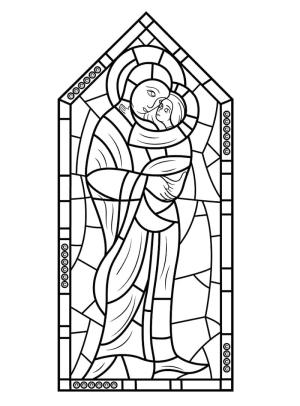 Vitray boyama sayfası,  coloring page, Rahibe Maria ve İsa Vitray, 