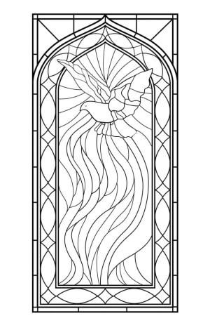 Vitray boyama sayfası,  coloring page, Vitray Kutsal Ruh, 