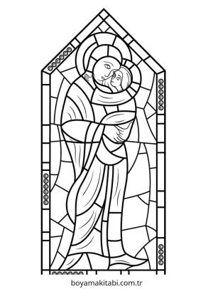 Vitray boyama sayfası – renkli çizimler, okul öncesi