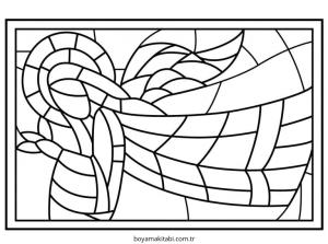 Vitray boyama sayfası – çizgi film temalı, basit çizim