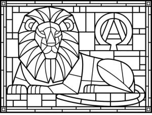 Vitray boyama sayfası,  coloring page, Aslan Vitray iyi, 