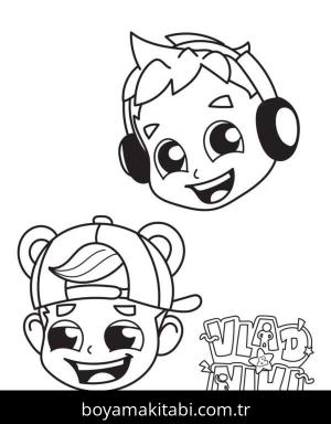 Vlad ve Niki boyama sayfası – sevimli karakter, sanatsal çalışma