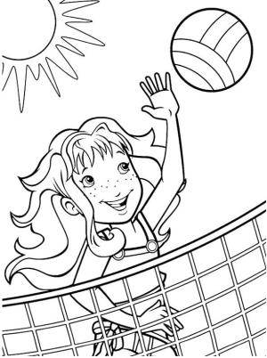 Voleybol boyama sayfası,  coloring page, Voleybol Oynayan çizgi Film Kız, 