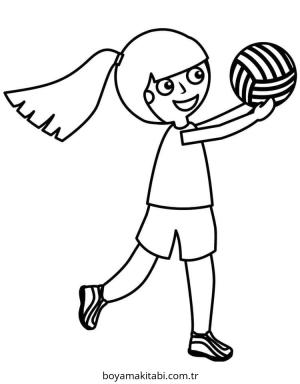 Voleybol boyama sayfası – PDF indir, sevimli karakter