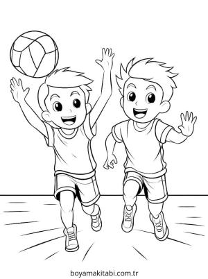 Voleybol boyama sayfası – çocuk aktivitesi, PDF indir