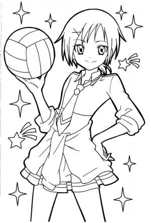 Voleybol boyama sayfası,  coloring page, Akane Hino Voleybol Oynarken, 