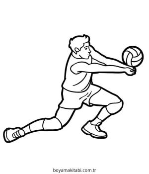 Voleybol boyama sayfası – basit çizim, kolay boyama