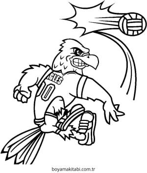 Voleybol boyama sayfası – sevimli karakter, sanatsal çalışma