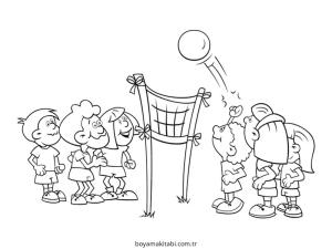 Voleybol boyama sayfası – çocuklar için, çizgi film temalı