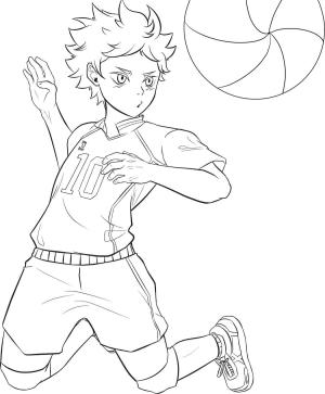 Voleybol boyama sayfası,  coloring page, Voleybol oynayan Haikyuu, 